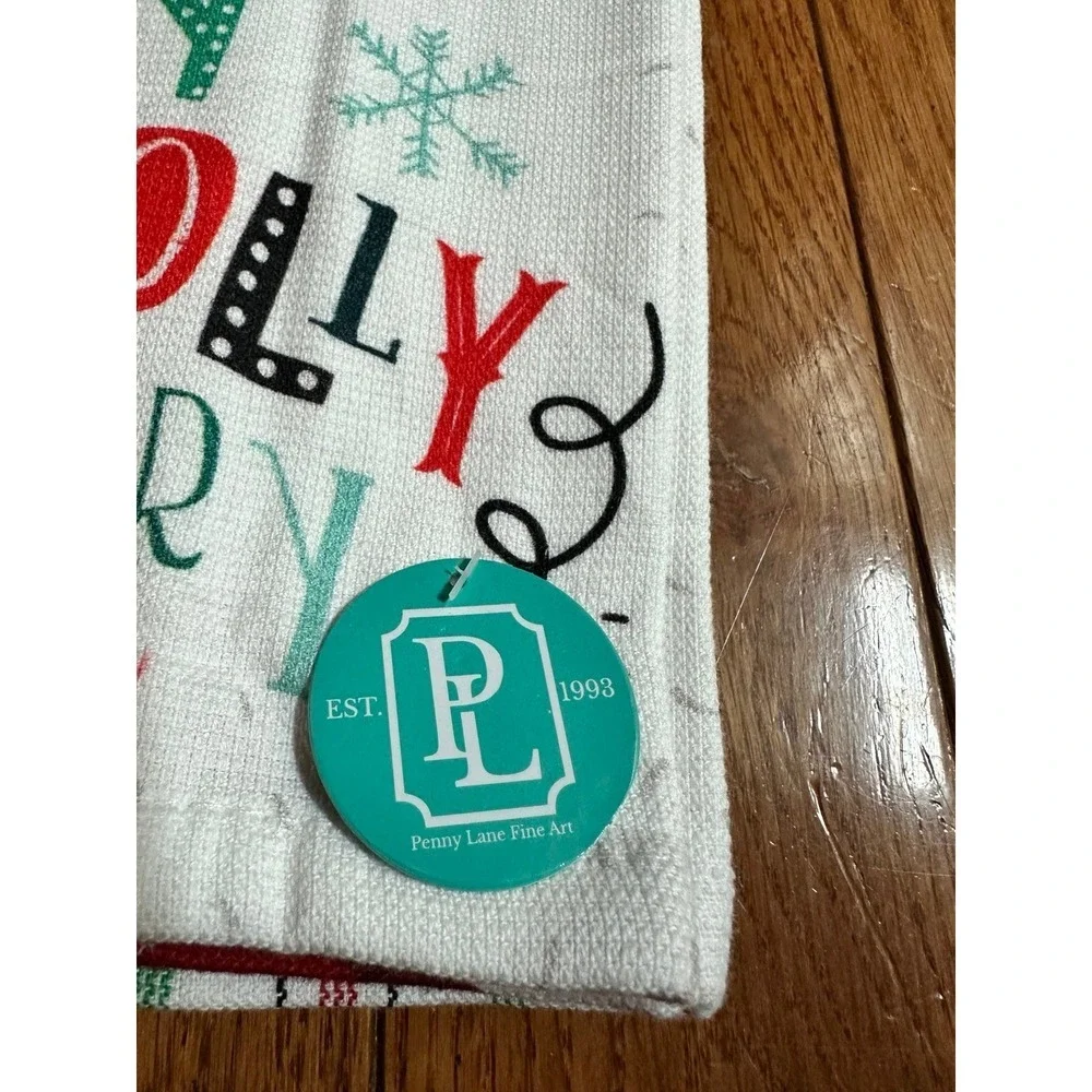 2 pack Penny Lane Holiday Time Pick Kitchen‎ Happy jolly merry Towel Cotton Dish